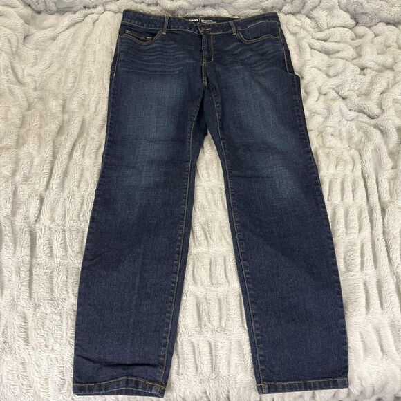 Old Navy Jeans Women’s 18 Plus Long Mid Rise Original Straight Dark Wash Denim - Picture 1 of 10